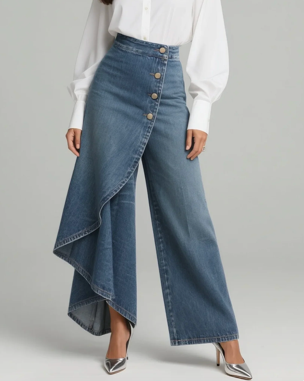 Asymetrické džínové kalhoty